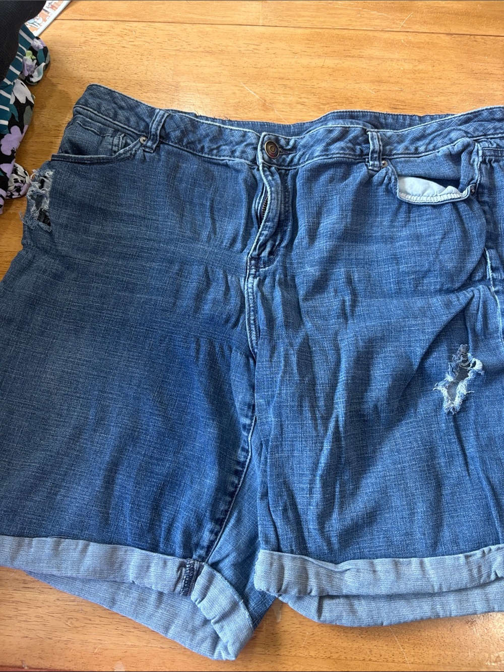 Venezia Rolled-Hem Distressed Denim Shorts - Blue